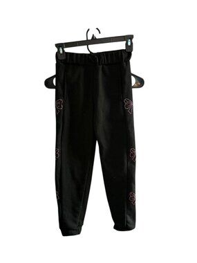 Girls’ Cozy Black Pants – Pink Bow Detail by Emma & Eleni Sz small